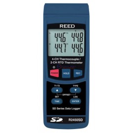 Reed R2450sd Data Logging Thermometer, 4-Ch Thermocouple, 2-Ch Rtd