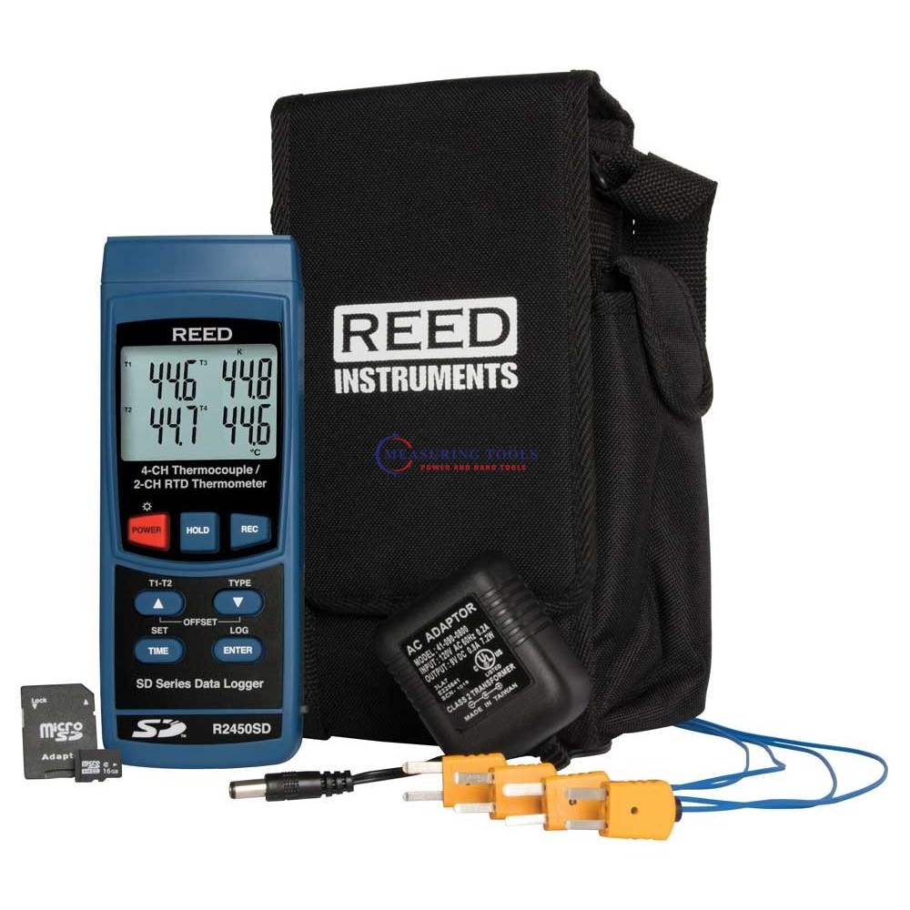Reed R2450sd-Kit3 Data Logging Thermometer With Sd Card, Power Adapter And 4 Thermocouple Probes Thermocouples & Digital Thermometers image