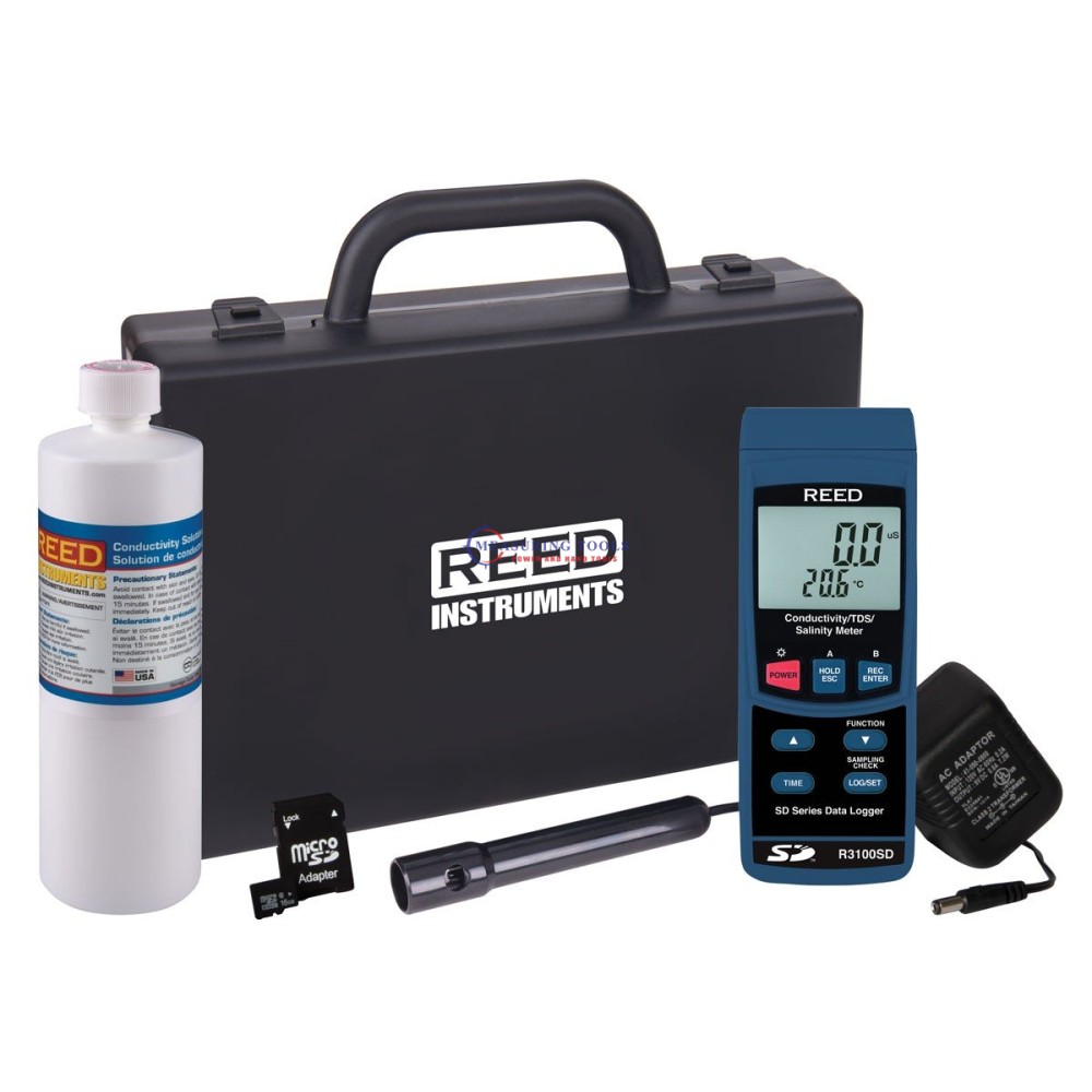 Reed R3100sd-Kit Data Logging Conductivity/Tds/Salinity Meter W/ Sd Card, Power Adapter & Conductivi PH, Conductivity & TDS Meters image