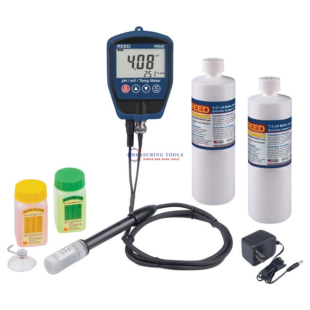 Reed R3525-Kit2 Ph Mv Meter Kit With Buffer Solutions And Adapter PH, Conductivity & TDS Meters image