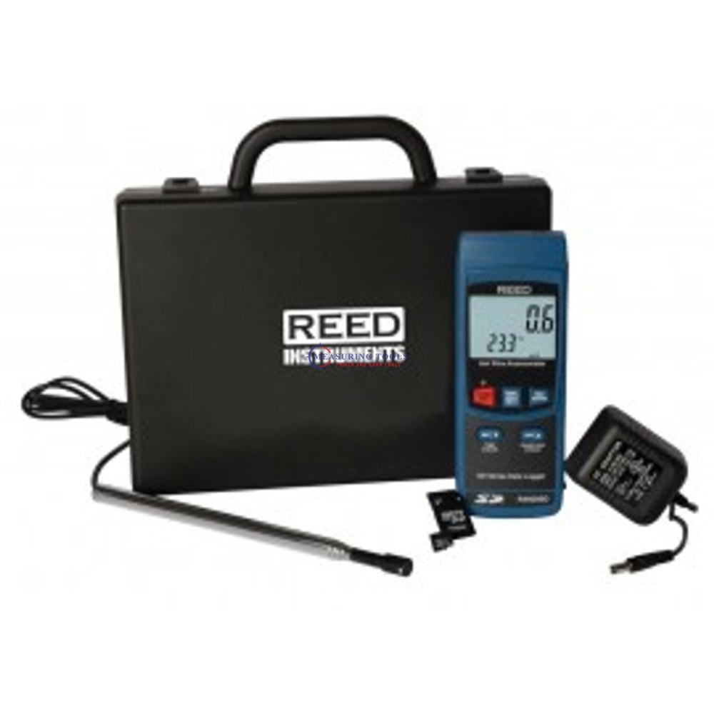 Reed R4500sd-Kit Data Logging Hot Wire Thermo-Anemometer With Power Adapter And Sd Card Air Velocity & Manometers image