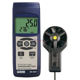Reed SD-4207 Anemometer/Thermometer, Rotating Vane, Data Logger