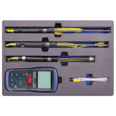 Reed R2400-Kit Thermometer, Thermocouple With 3 Probes And Case, Kit Digital Thermometers image