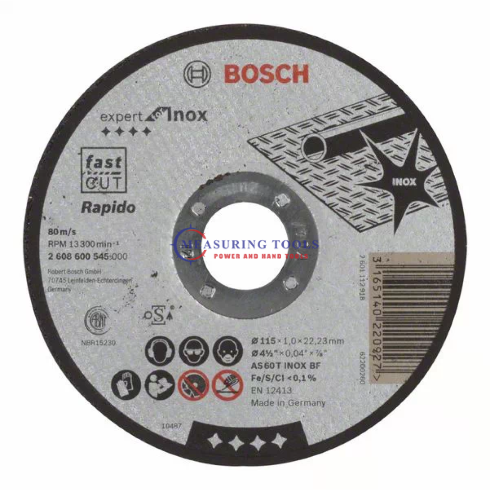 Bosch Expert INOX Straight Cutting Disc, 115 Mm, 22.23 Mm, 1,0 Mm Expert Cutting/grinding discs image