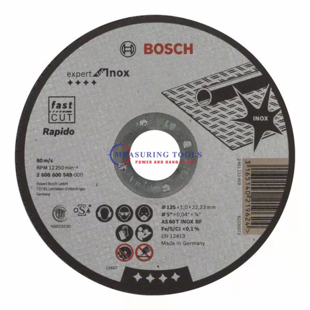 Bosch Expert For INOX Straight Cutting Disc, 125 Mm, 22.23 Mm, 1,0 Mm Expert Cutting/grinding discs image