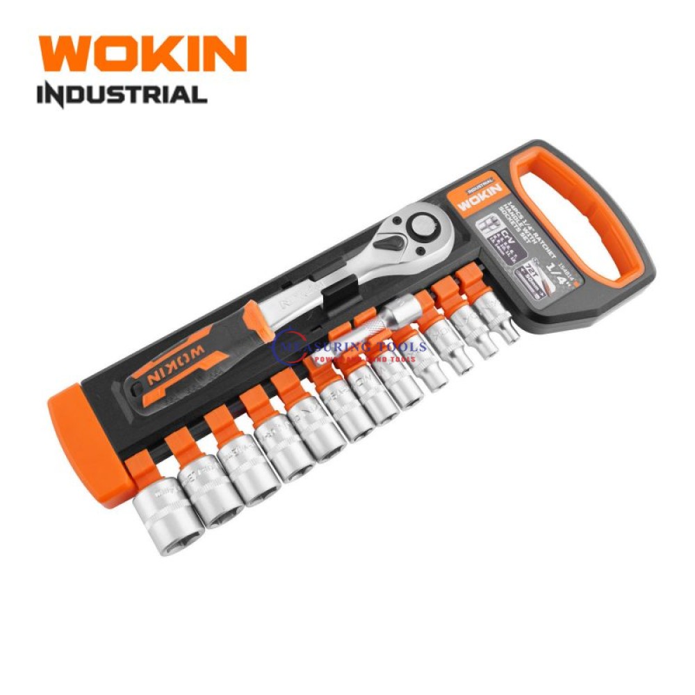 Wokin 14pcs 1/4inch Ratchet Handle With Sockets Set Mechanics Tools image