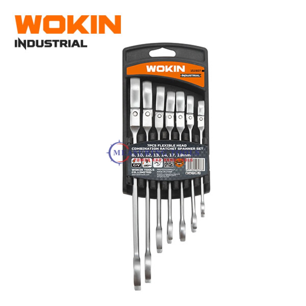 Wokin 7pcs Flexible Head Combination Ratchet Mechanics Tools image
