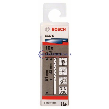 Bosch HSS-G, DIN 338 3 X 33 X 61 Mm  (10pcs) Metal Drill Bits HSS-G Metal drill bits image