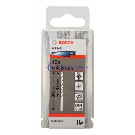 Bosch HSS-G, DIN 338 4,5 X 47 X 80 Mm  (10pcs) Metal Drill Bits HSS-G Metal drill bits image
