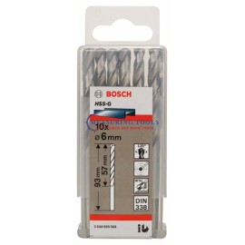 Bosch HSS-G, DIN 338 6 X 57 X 93 Mm  (10pcs) Metal Drill Bits