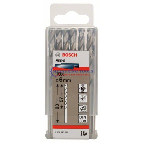 Bosch HSS-G, DIN 338 6 X 57 X 93 Mm  (10pcs) Metal Drill Bits HSS-G Metal drill bits image