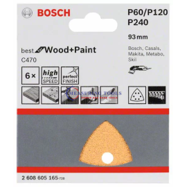 Bosch C470 Sanding Sheet, Pack Of 6 93 Mm, 60; 120; 240