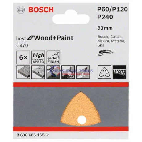 Bosch C470 Sanding Sheet, Pack Of 6 93 Mm, 60; 120; 240 Multi-cutter Accessories image