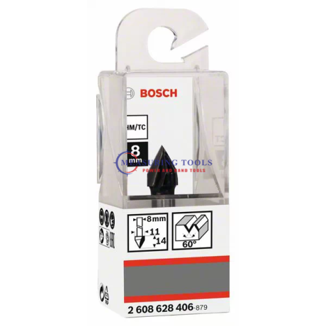 Bosch Routing V-groove Bits 8 Mm, D1 11 Mm, L 14 Mm, G 45 Mm, 60 Routing bits image