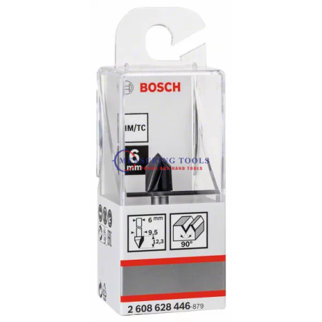 Bosch Routing V-grovee Bit 6 Mm, D1 10 Mm, L 12,4 Mm, G 45 Mm, 90 Routing bits image