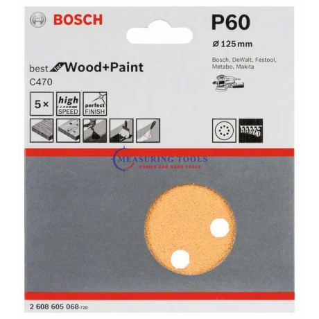 Bosch Sanding Sheet BfWP 125mm, G60 (5pcs) Sanding sheets image