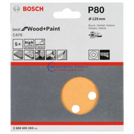 Bosch Sanding Sheet BfWP 125mm, G80 (5pcs) Sanding sheets image