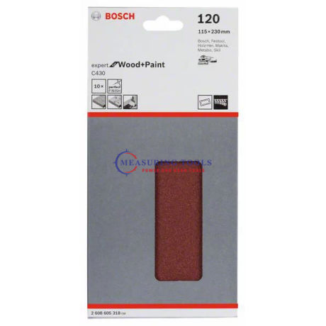 Bosch Velcro Sanding Sheet Expert For Wood 115 X 230, 120 (10pcs) Sanding sheets image