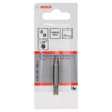 Bosch Double Ended Bit S 1,0x5,5 (flat Tip); PH2; 45 Mm (1 Pc) Screw Driver Bits Screwdriver bits image