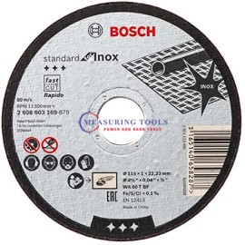 Bosch Standard For INOX Straight Cutting Disc, 115 Mm X 1,0 Mm X 22,23 Mm