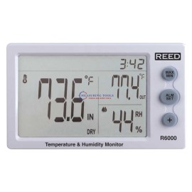 Reed R6000 Thermo-Hygrometer, Indoor/Outdoor Desktop W/Clock