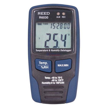 Reed R6030 Temperature & Humidity Datalogger, Lcd, -40/158F, -40/70C, 0-100%Rh Thermo-Hygrometers image