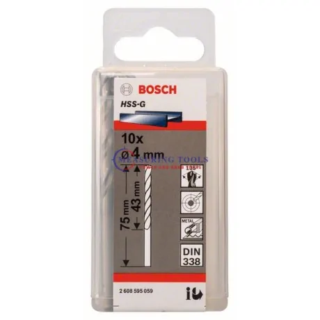 Bosch HSS-G, DIN 338 4 X 43 X 75 Mm  (10pcs) Metal Drill Bits HSS-G Metal drill bits image