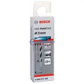 Bosch HSS PointTeQ DIN 338 3 X 33 X 61 Mm (10pcs) Metal Drill Bits Bosch HSS PointTeQ DIN 338 3 X 33 X 61 Mm (10pcs) Metal Drill Bits