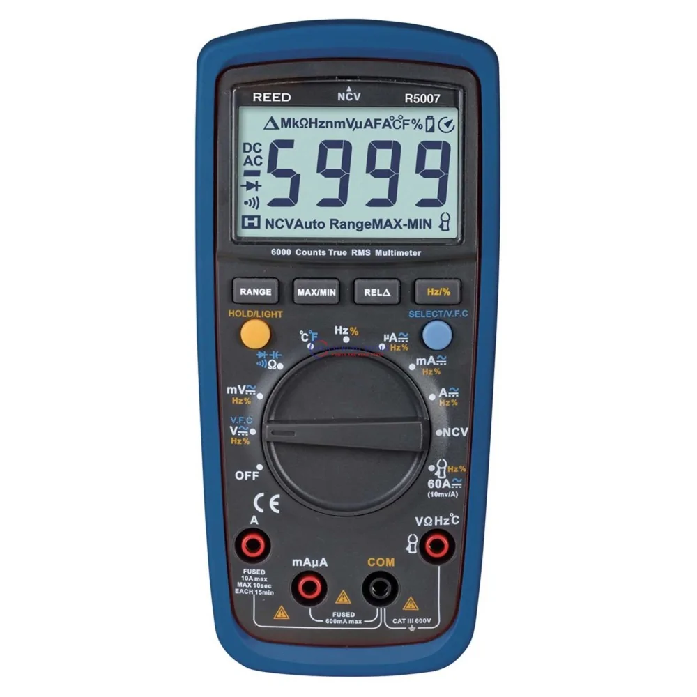 Reed R5007 True Rms Digital Multimeter, 600v Ac/Dc Multimeters image