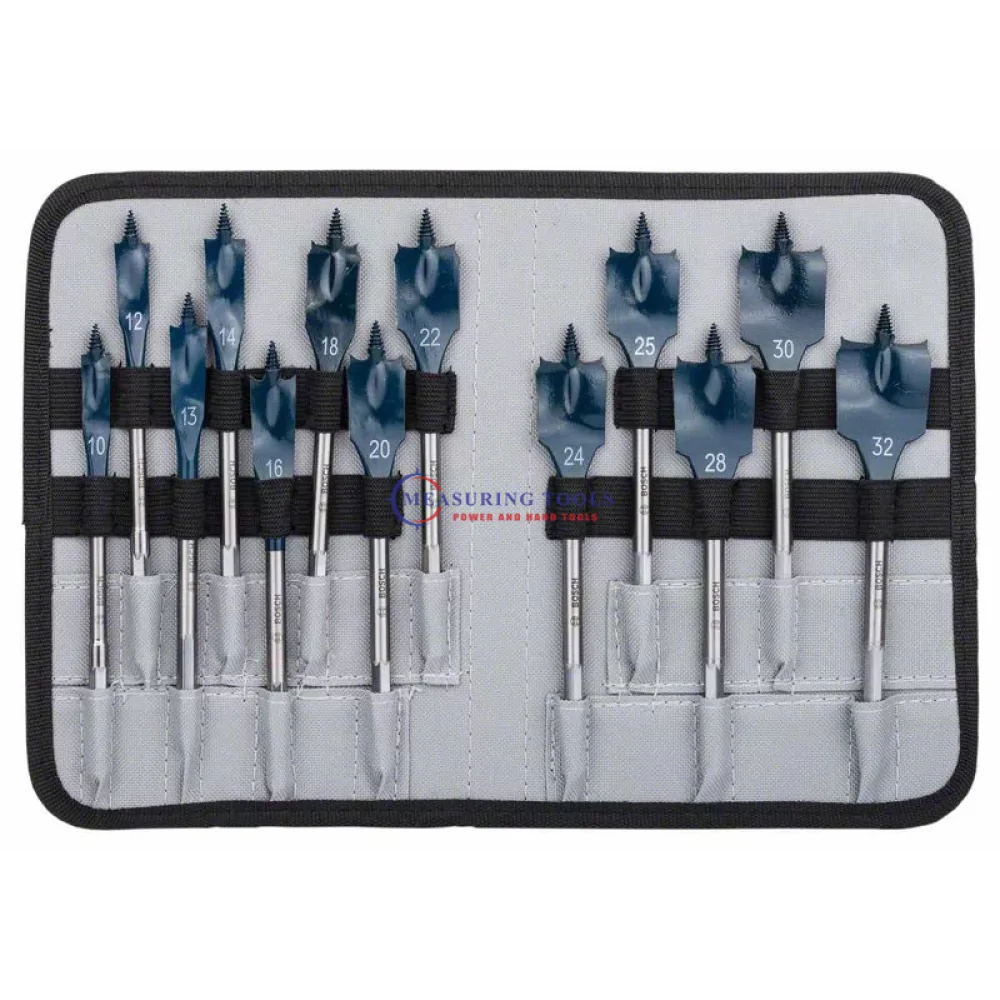 Bosch 13-piece Set 10; 12; 13; 14; 16; 18; 20; 22; 24; 25; 28; 30; 32 Mm Wood Drill Bits Self Cut Speed spade Wood Drill Bits image